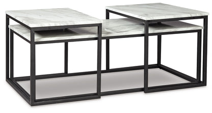 Donnesta - Gris / Negro - Juego de mesa auxiliar (juego de 3)