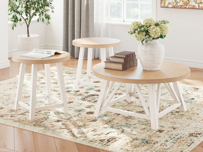 Fawndell - Antique White / Brown - Occasional Table Set (Set of 3)