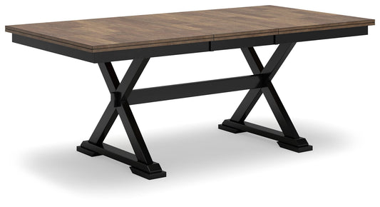 Wildenauer - Marrón / Negro - Mesa extensible de comedor rectangular