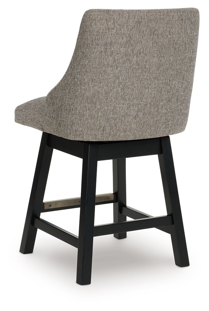 Neymorton - Upholstered Swivel Barstool (Set of 2) - Dark Grayish Brown