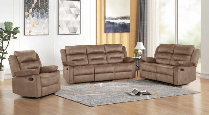 Manual Tan Fabric 3pc Reclining Sofa Set