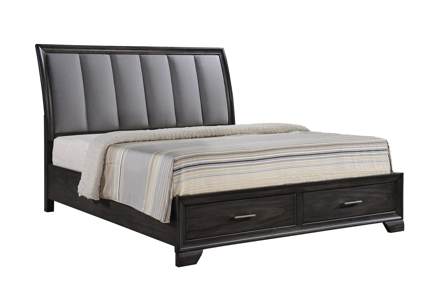 JAYMES - King Size Platform Bed w/Footboard Storage