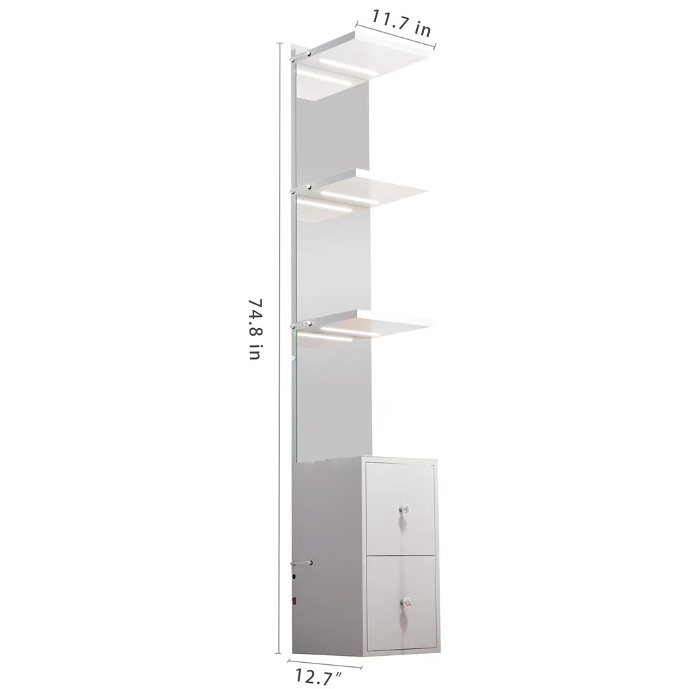 Celina Pro Bookself – A Stylish Upgrade with Mirror Functionality White