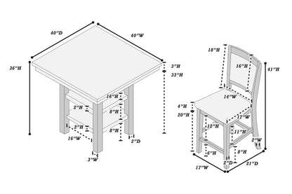 5-Pcs Counter Height Dining Set