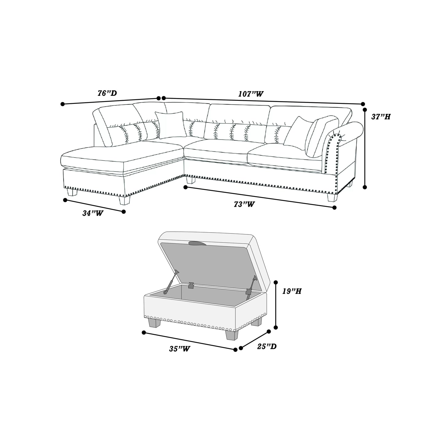 Sectional Set w/ottoman