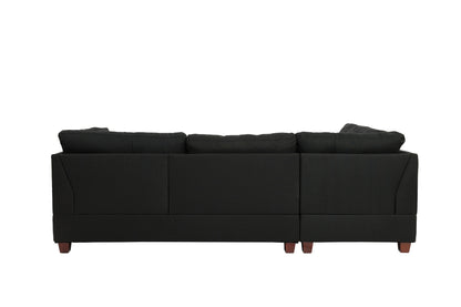 Black - Reversible Sectional Sofa Set W/ Ottoman