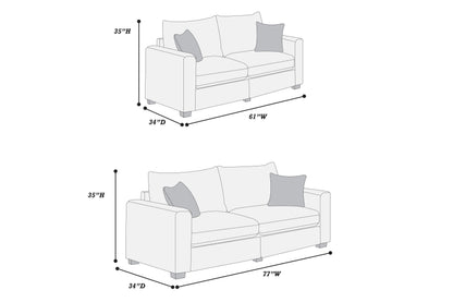 2-Piece Black Sofa Set