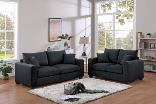 2-Piece Black Sofa Set