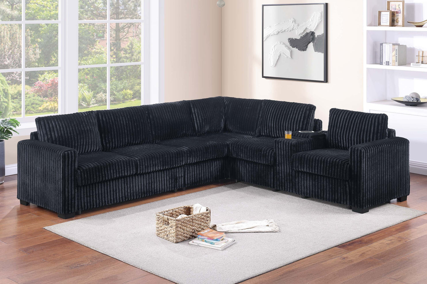 Reversible Sectional w/ Console & Cup Holders
