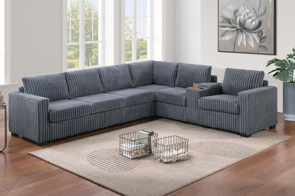 Reversible Sectional w/ Console & Cup Holders