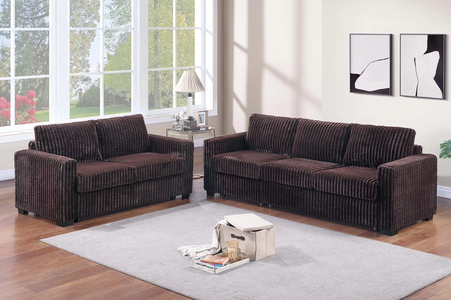Brown - 2 Piece Sofa Set