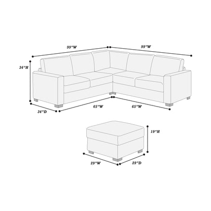 Sectional W/USB Ports + Cocktail Ottoman