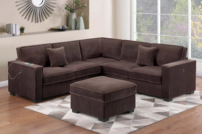 Sectional W/USB Ports + Cocktail Ottoman