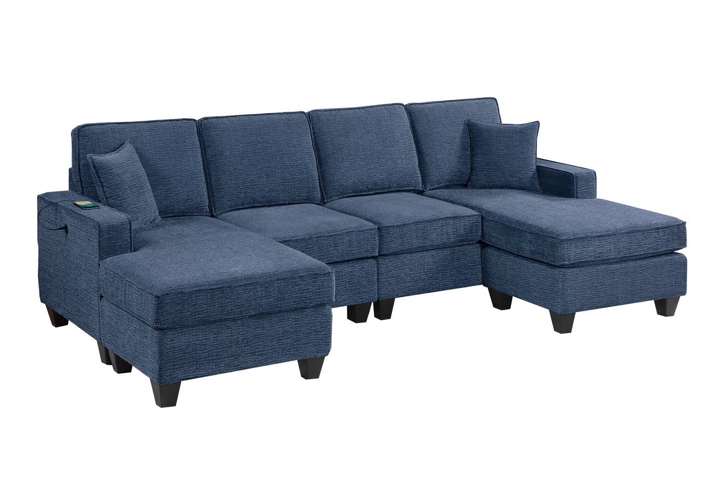 Blue Sectional Set  W/ USB Port