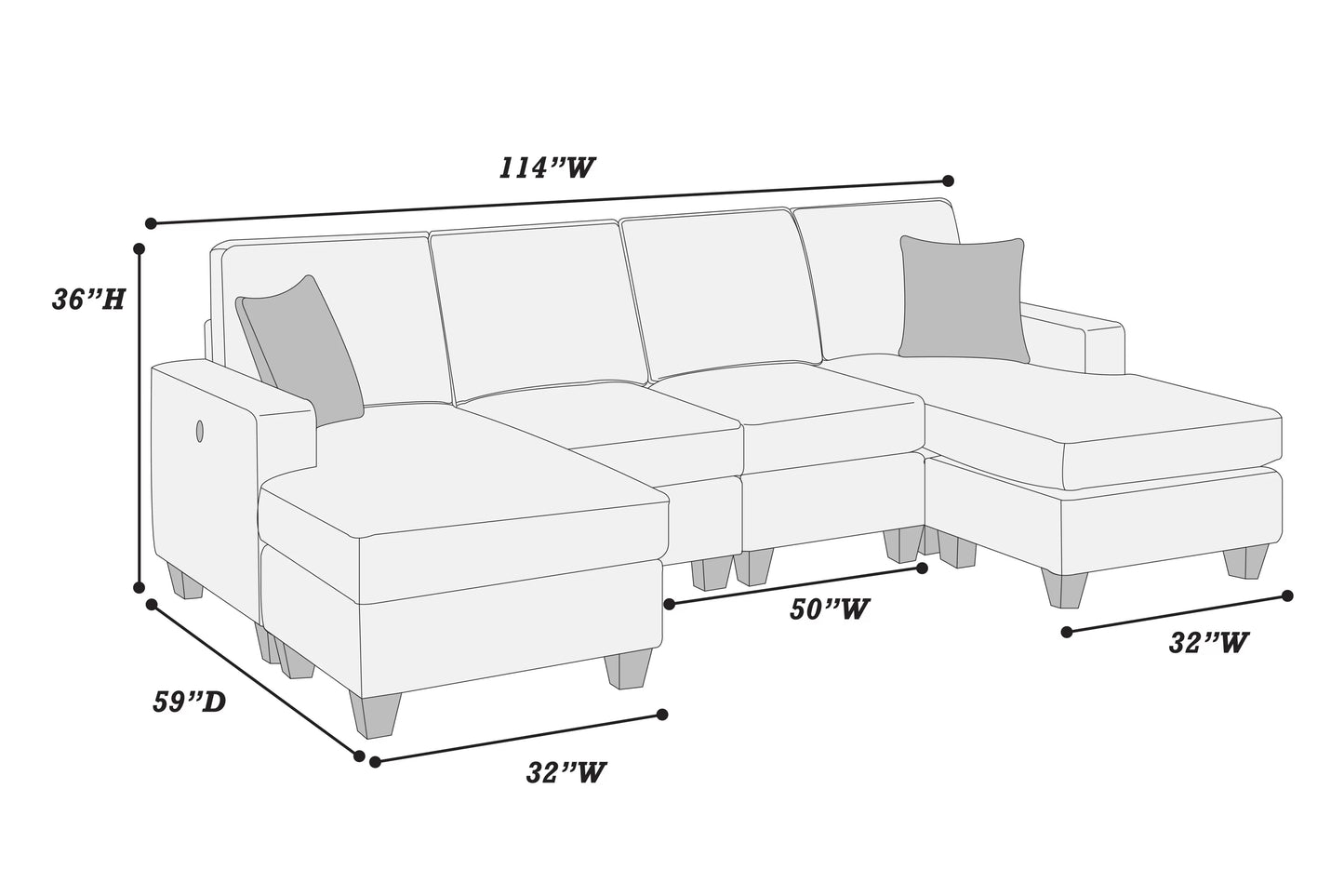Blue Sectional Set  W/ USB Port