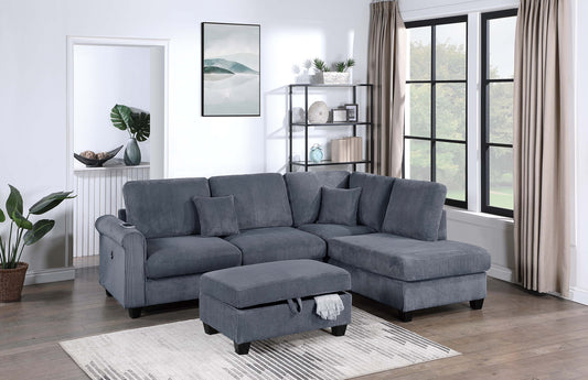 Sofa W/ USB Port + Storage Ottoman