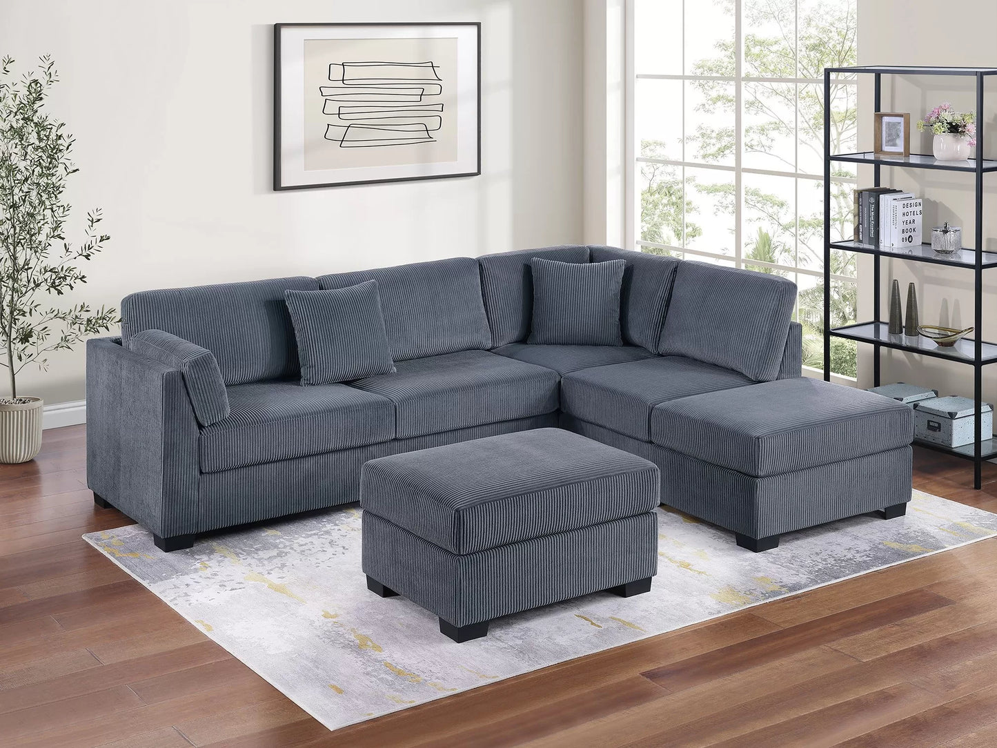 Reversible Sectional Set W/ Ottoman