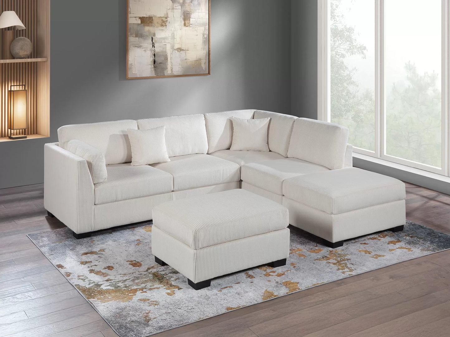 Reversible Sectional Set W/ Ottoman