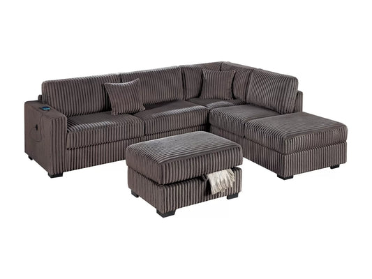 Reversible Sectional Set W/ Ottoman built-in USB port