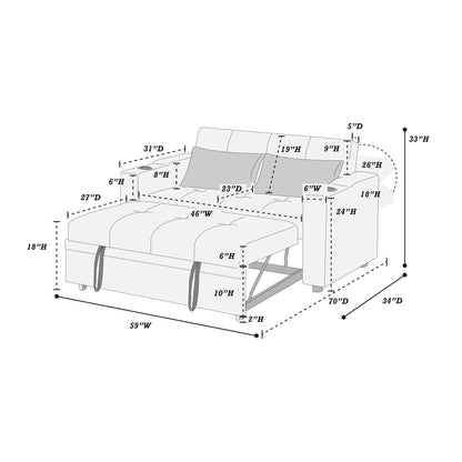 Grey Convertible Sofa
