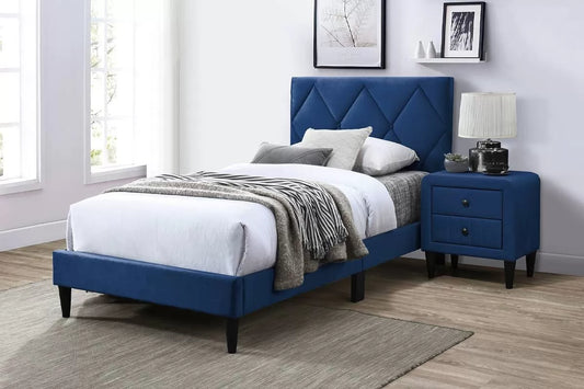 Twin Bed - Navy Adjustable Headboard