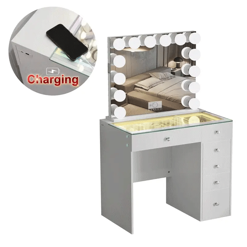 Mini Diana Vanity Set -6 Storage Drawers with Mirror