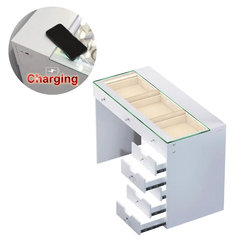 Diana RGB Vanity Desk with Light - 8 Storage Drawers