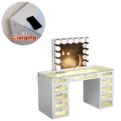 New Release ! Priscilla Vanity Set with Hollywood Vanity Mirror Pro with Jewelry Cabinet