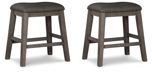 Caitbrook - Upholstered Stool (Set of 2) - Gray