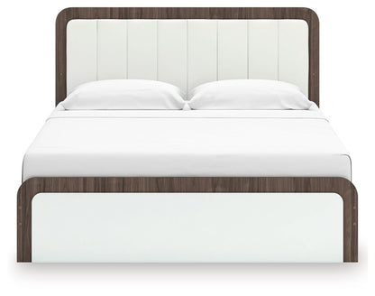 Kendanport - 4 Pc. - King Platform Bed, Dresser, Mirror And Nightstand - Brown / White