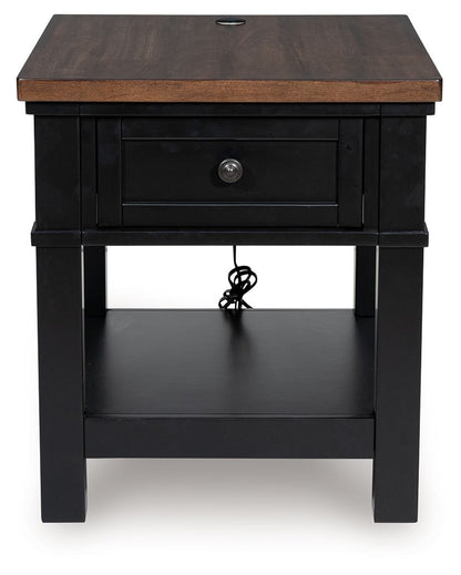 Wildenauer - Brown / Black - Rectangular End Table
