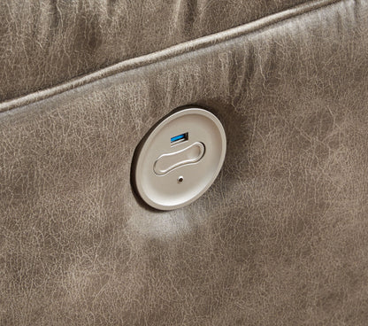 Ravenel - 3-Piece Power Reclining Sectional With Laf Power Reclining Loveseat With Console - Faux Leather - Fossil