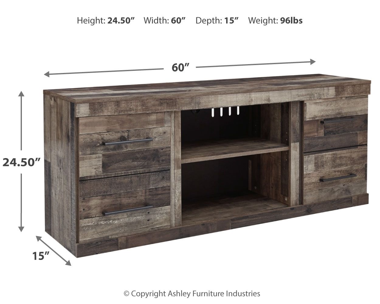 Derekson - Multi Gray - Soporte para TV LG con opción de chimenea