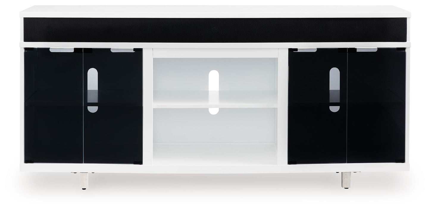 Gardoni - Blanco / Negro - Mueble TV Xl Con Opción Chimenea