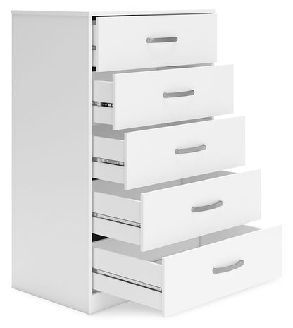 Flannia - Five Drawer Chest - 46" Height - White