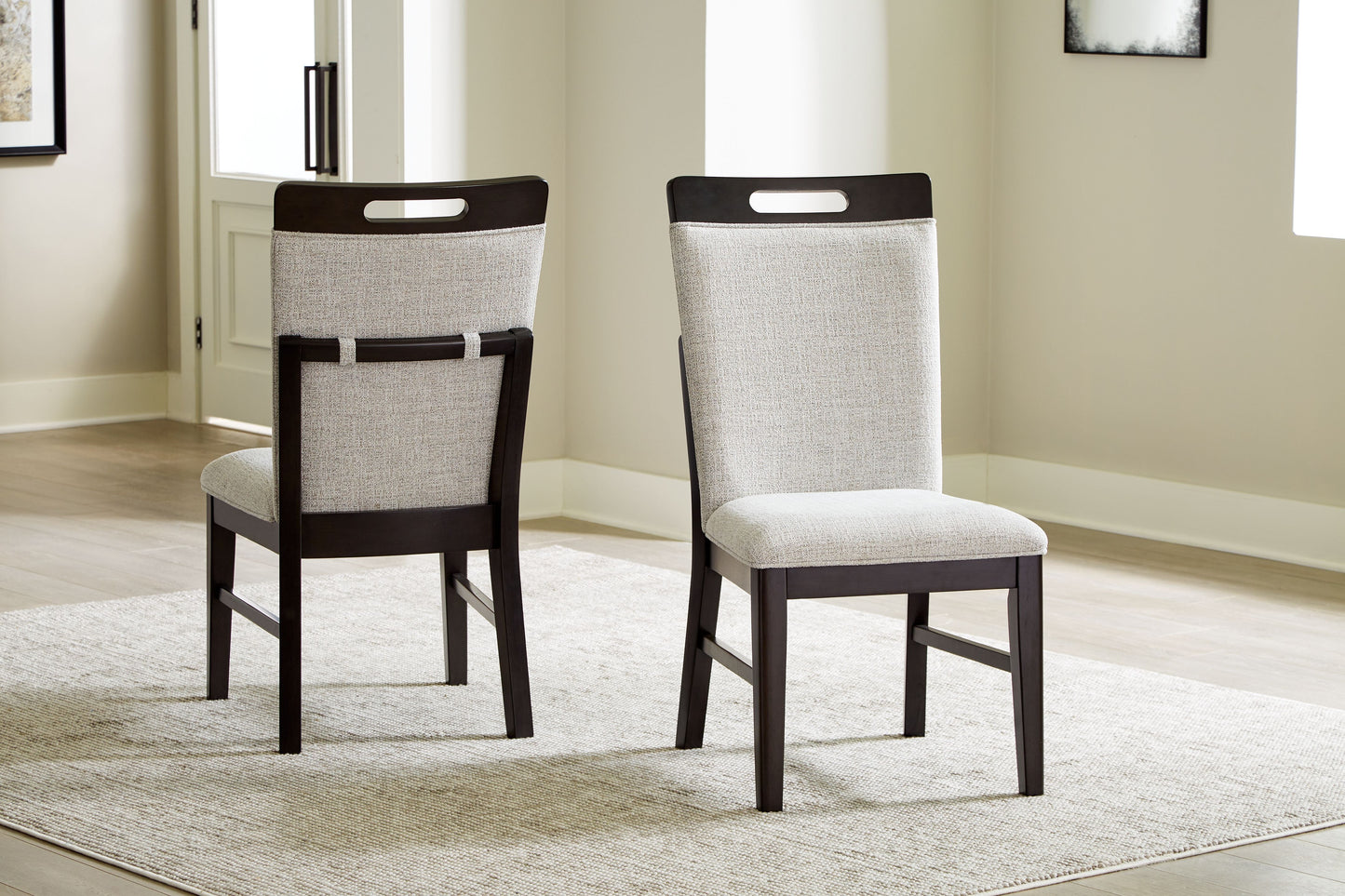 Neymorton - Dining Upholstered Side Chair (Set of 2) - Light Gray / Brown