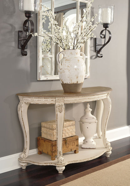 Realyn - Blanco / Marrón - Mesa de sofá