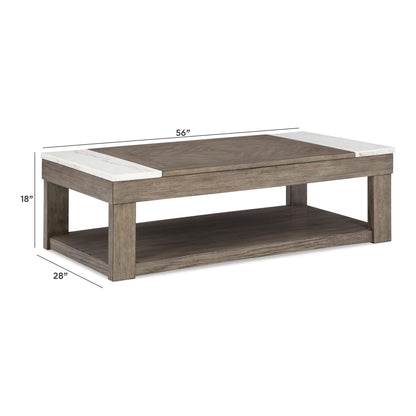 Loyaska - Marrón grisáceo / Blanco - Mesa de cóctel con tapa elevable