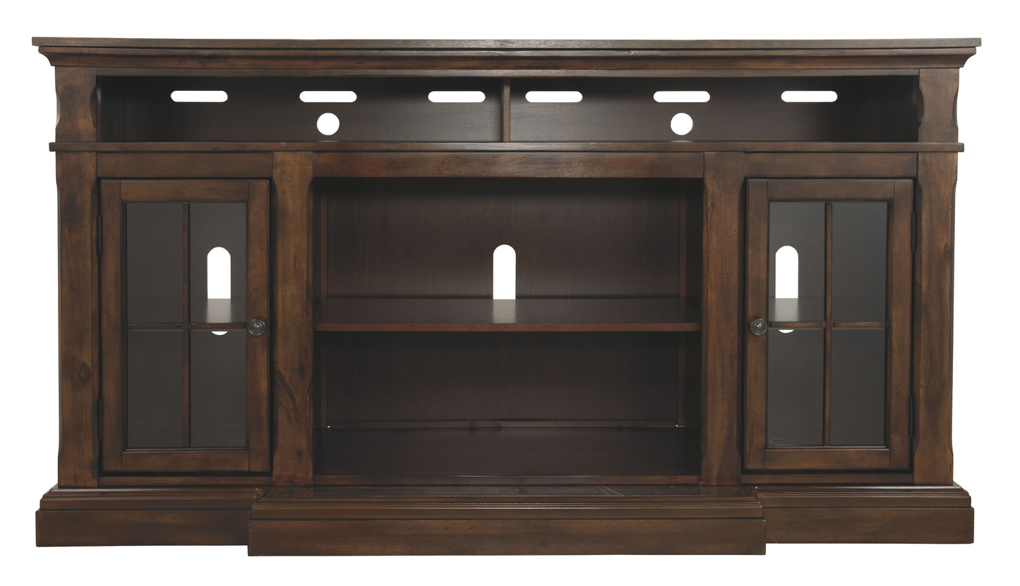 Roddinton - Dark Brown - XL TV Stand w/Fireplace Option