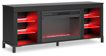 Cayberry - Negro - Mueble TV Con Chimenea