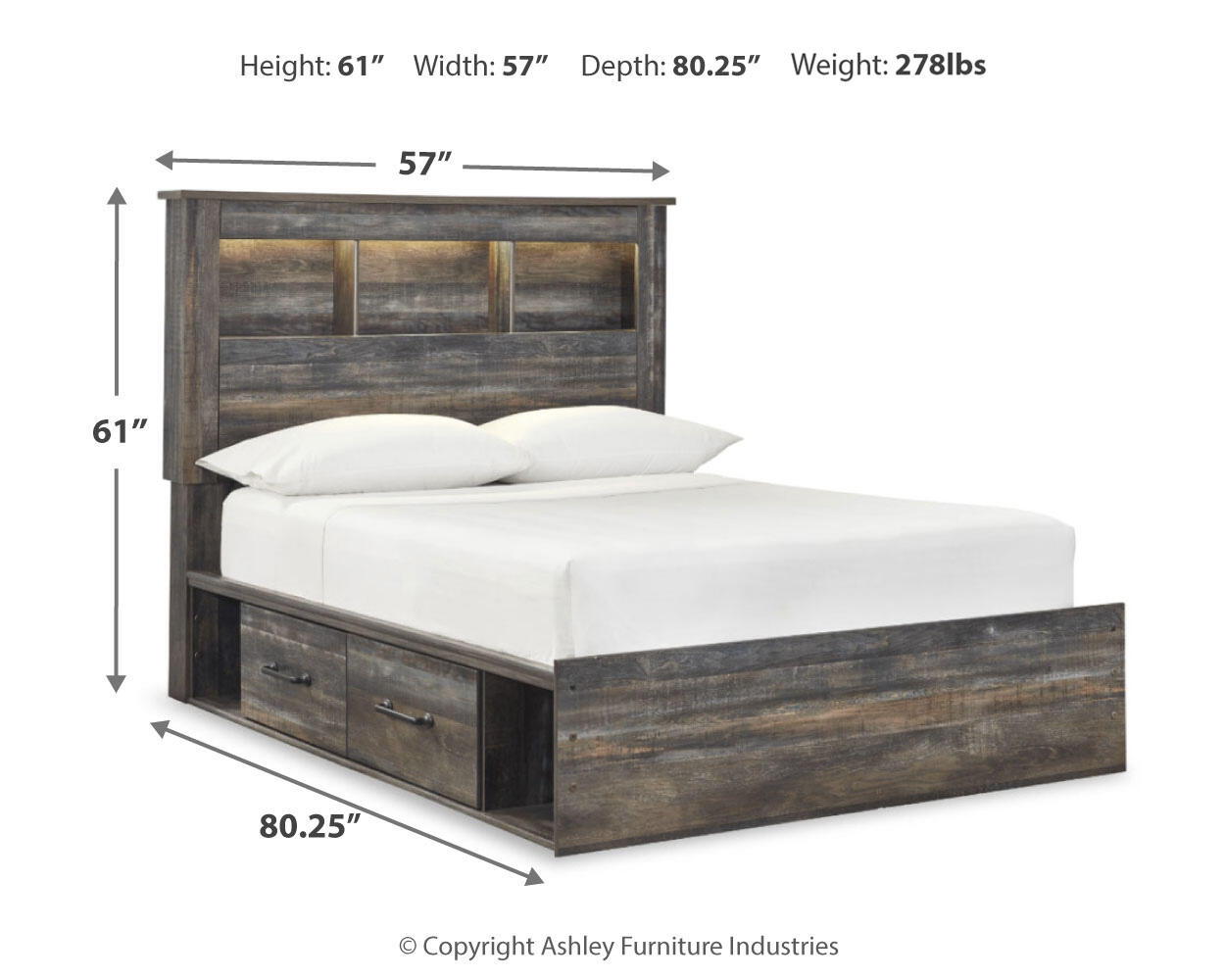 Drystan - Cama con librería de paneles