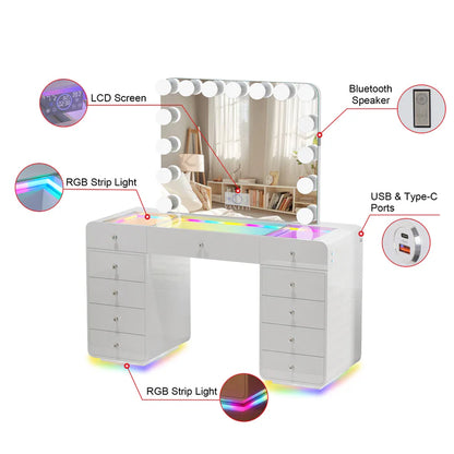 Catalina Vanity Desk with RGB light including vanity mirror
