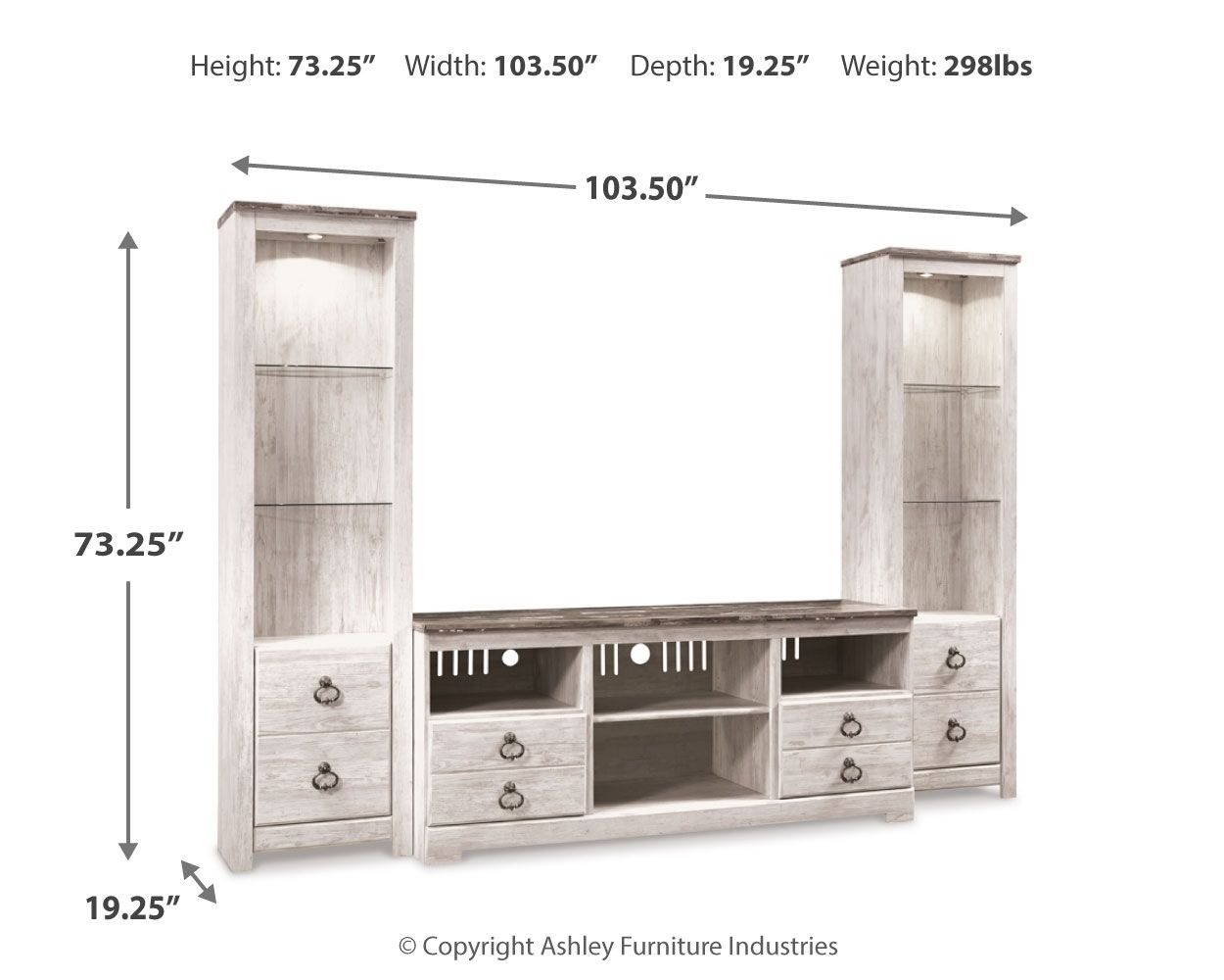 Willowton - Centro de entretenimiento con opción de chimenea