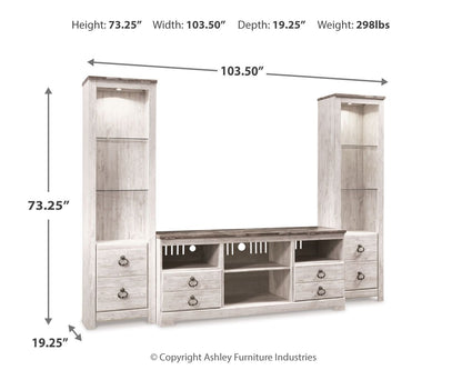 Willowton - Centro de entretenimiento con opción de chimenea