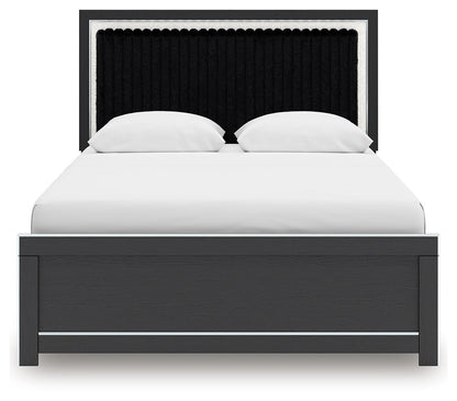 Zuraleus - 4 Pc. - Queen Upholstered Bed With Roll Slats, Dresser, Mirror And Nightstand - Black