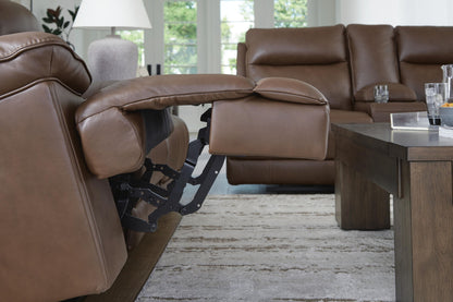 Vonryan - Power Reclining Loveseat With Console / Adj Headrest - Tobacco