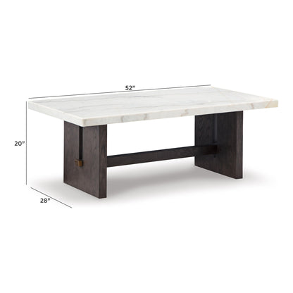 Burkhaus - Blanco / Marrón oscuro - Mesa de centro rectangular