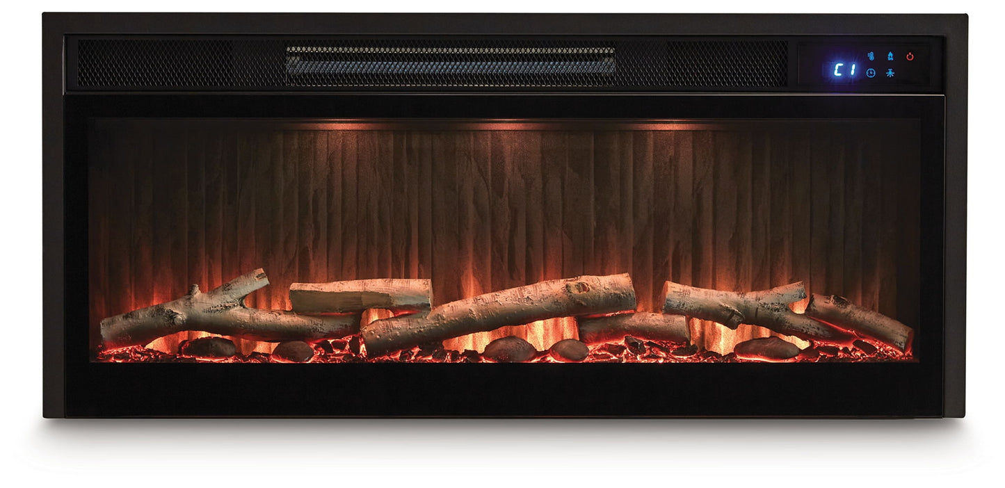 Entertainment Accessories - Fireplace Insert With Faux Birch Log Set - Black