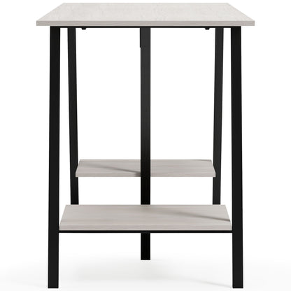 Bayflynn - White / Black - Home Office Desk - 2 Fixed Shelves