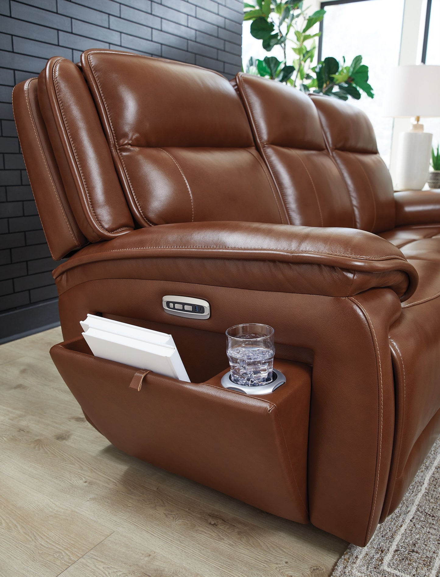 Healy Pier - Power Reclining Sofa / Adj Headrest - Chocolate